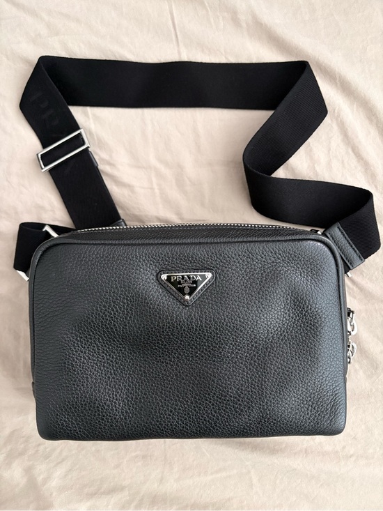 Prada Other - Prada Black Pebbled Leather Belt Bag with Silver Logo